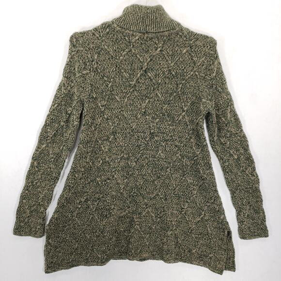 Eight Eight Eight Turtleneck Sweater Womens Small Green Tan Marled Diamond Knit - Picture 8 of 12